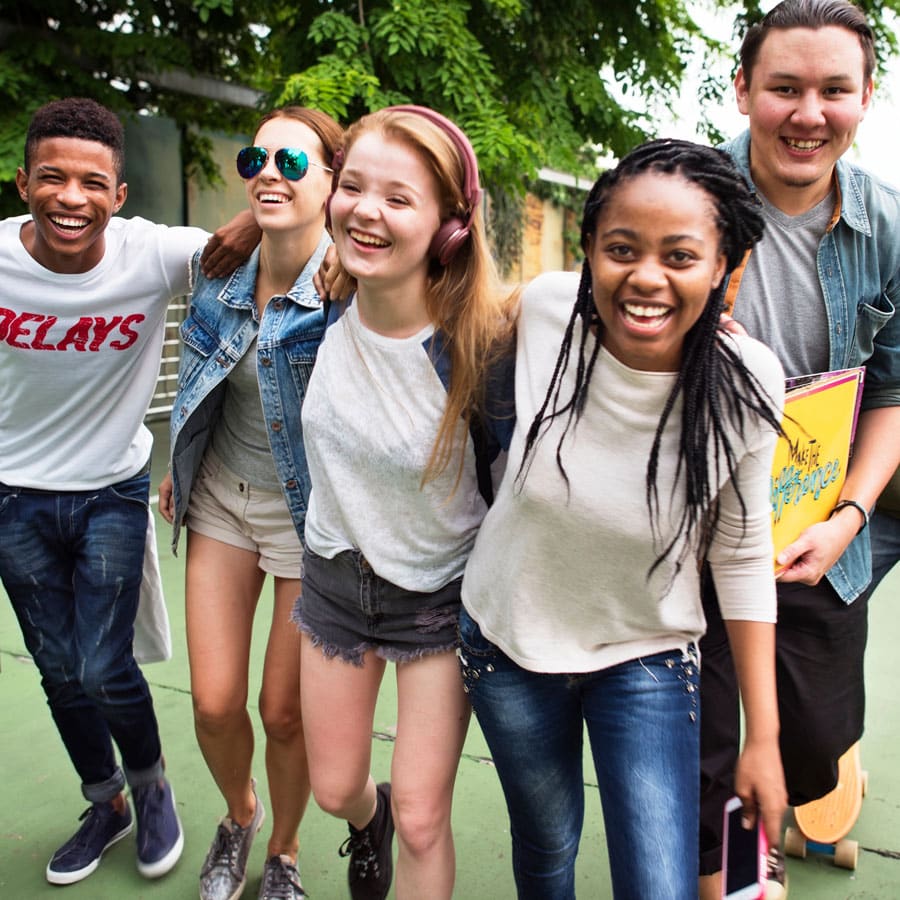 group of diverse teenagers