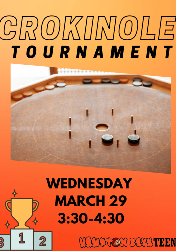 Crokinole Tournament Wednesday March 29th 3:30-4:30